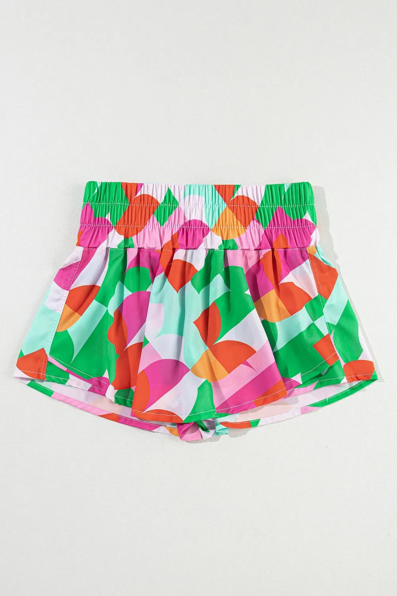Smocked Contrast Print High Waist Skort - Body Central