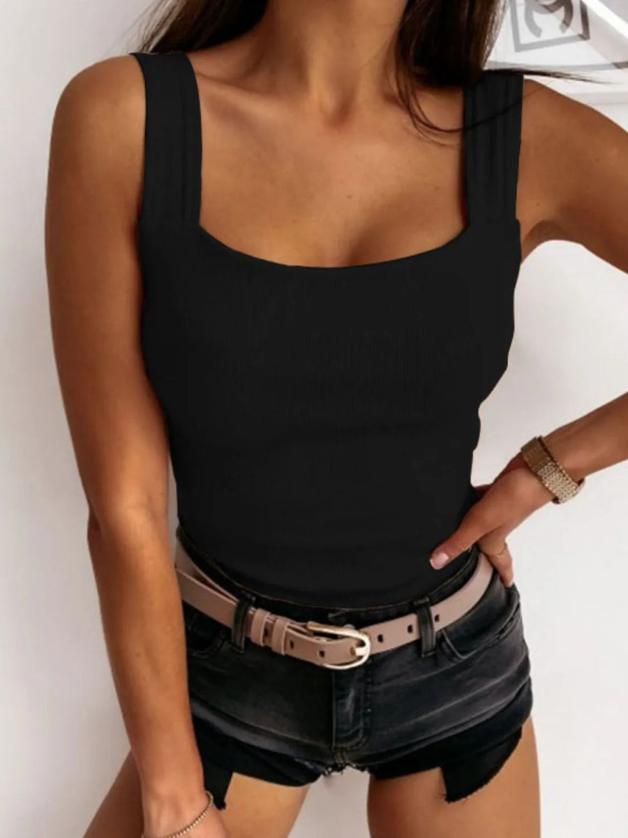 Square Neck Wide Strap Tank - Body Central