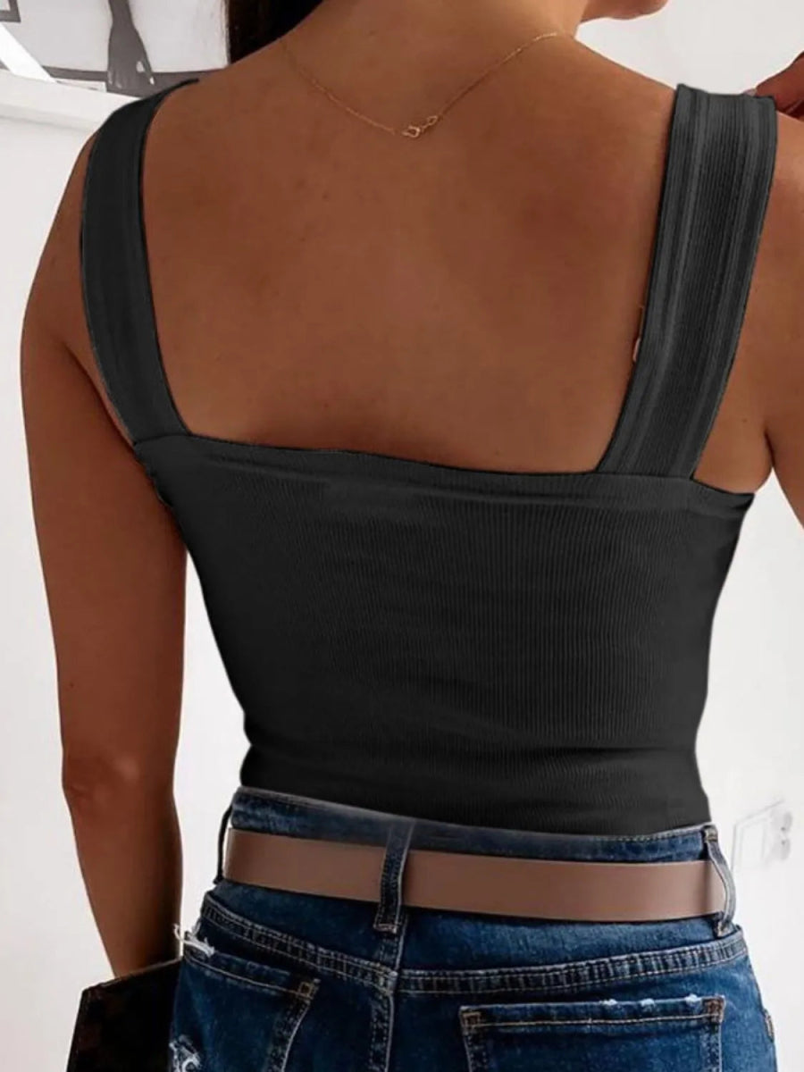 Square Neck Wide Strap Tank - Body Central