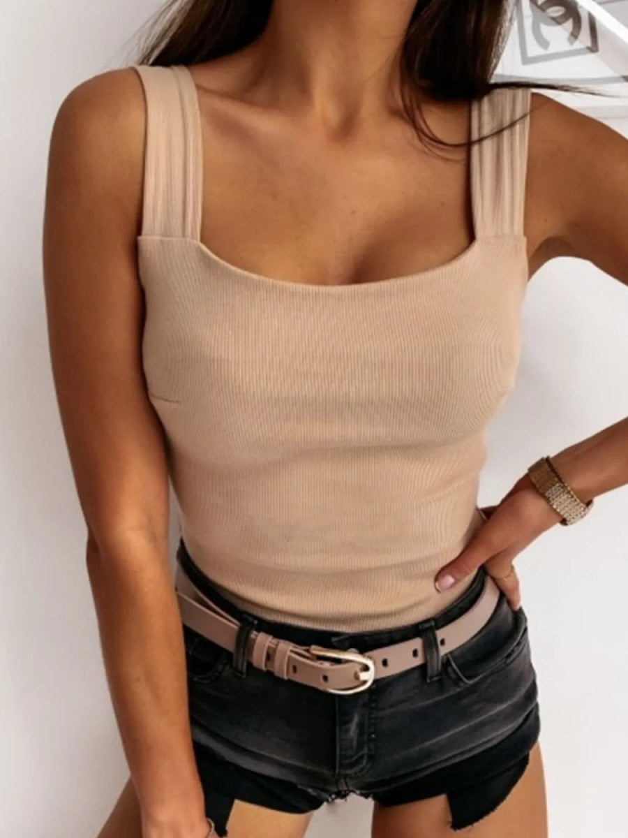 Square Neck Wide Strap Tank - Body Central