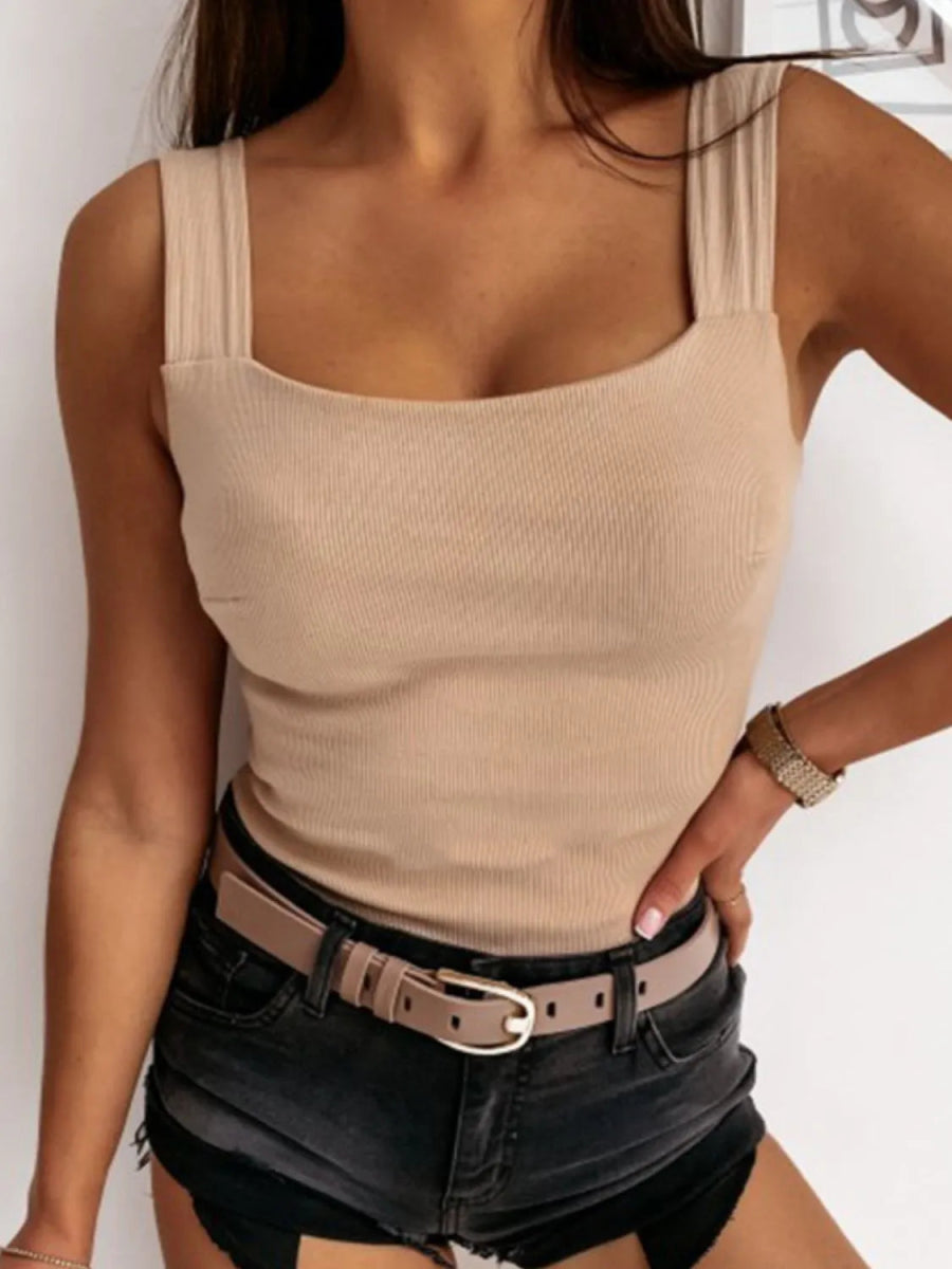 Square Neck Wide Strap Tank - Body Central