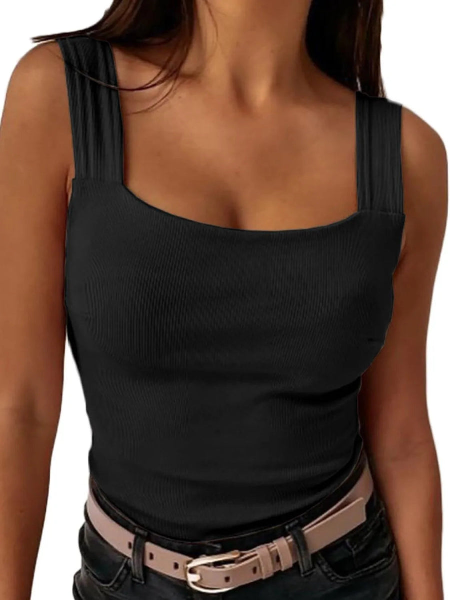 Square Neck Wide Strap Tank - Body Central