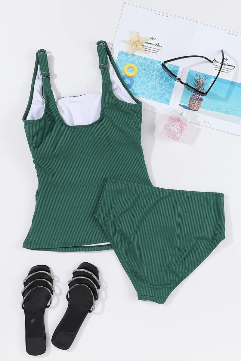 Square Neck Wide Strap Tankini Set - Body Central