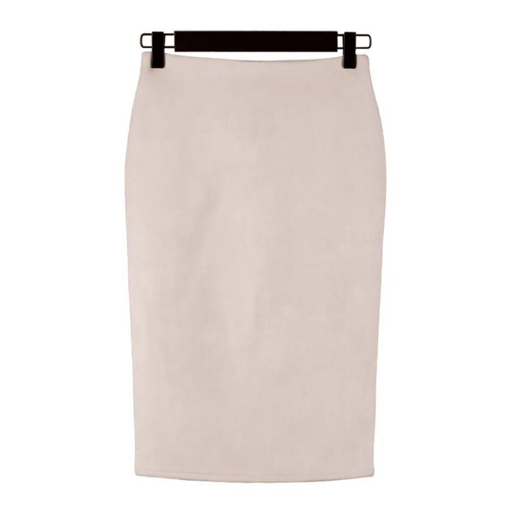 Suede Midi Pencil Elastic High Waist Skirt - Body Central