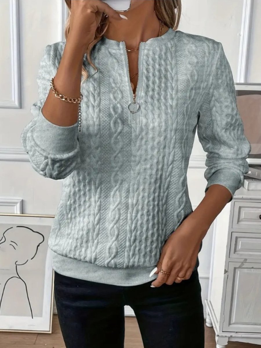 Texture Half Zip Long Sleeve Sweatshirt - Body Central