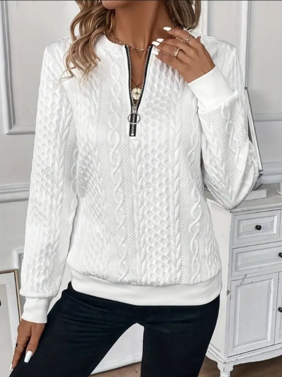 Texture Half Zip Long Sleeve Sweatshirt - Body Central
