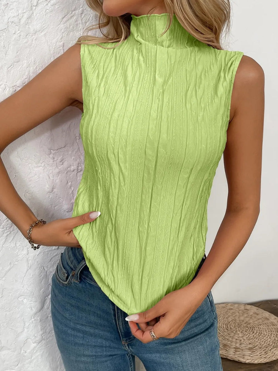 Texture Turtleneck Sleeveless Top - Body Central