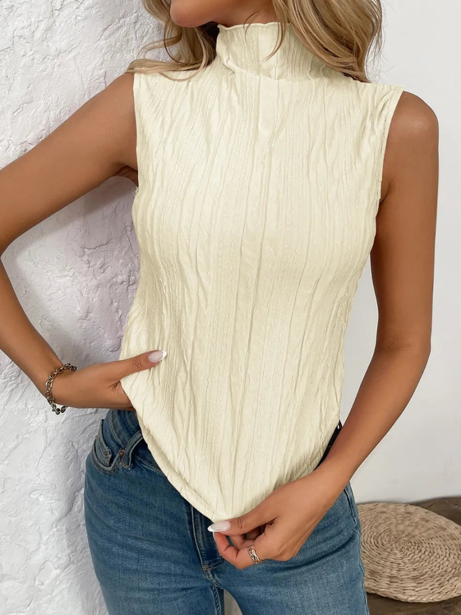 Texture Turtleneck Sleeveless Top - Body Central