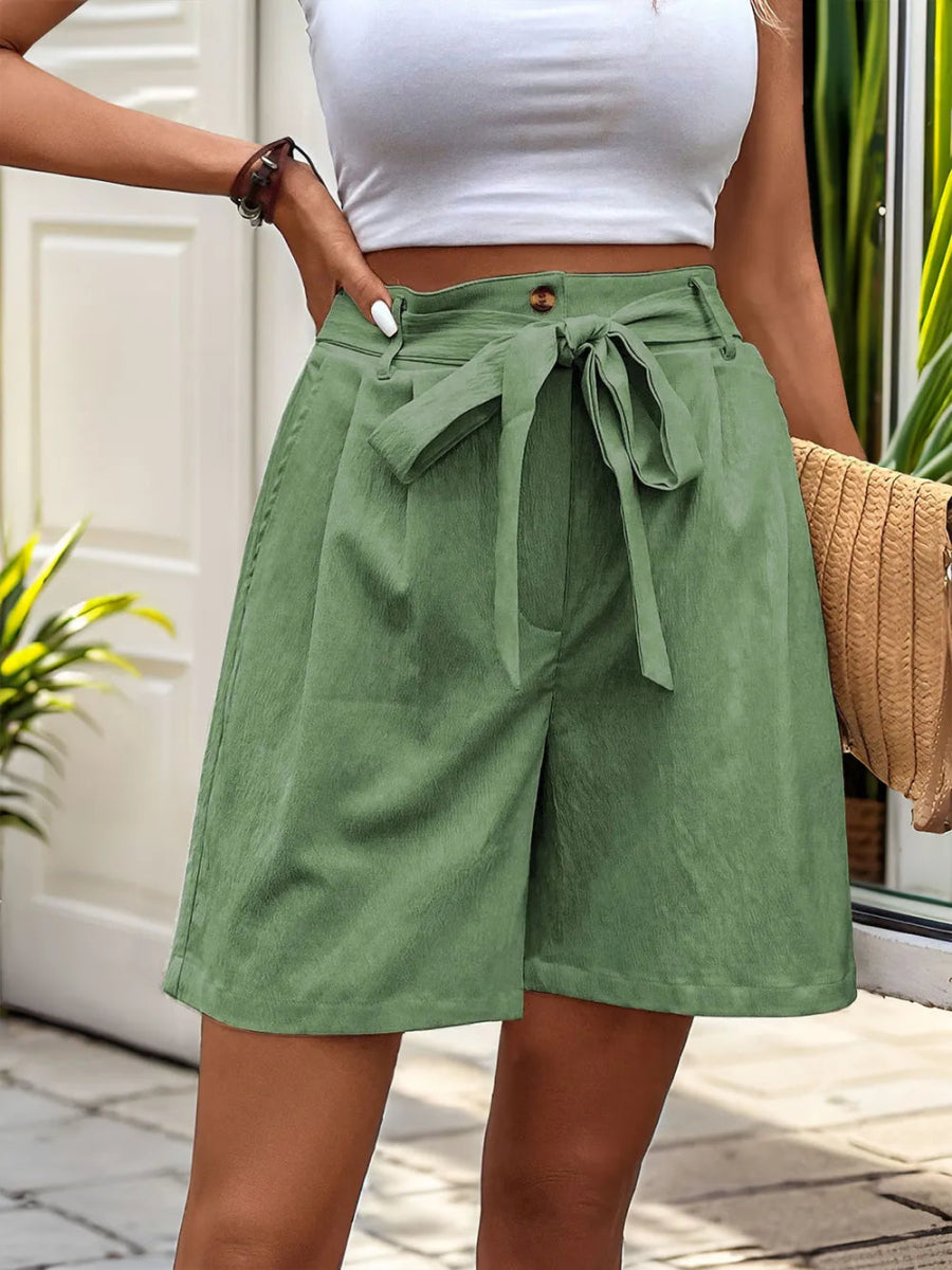 Tied High Waist Shorts with Pockets - Body Central