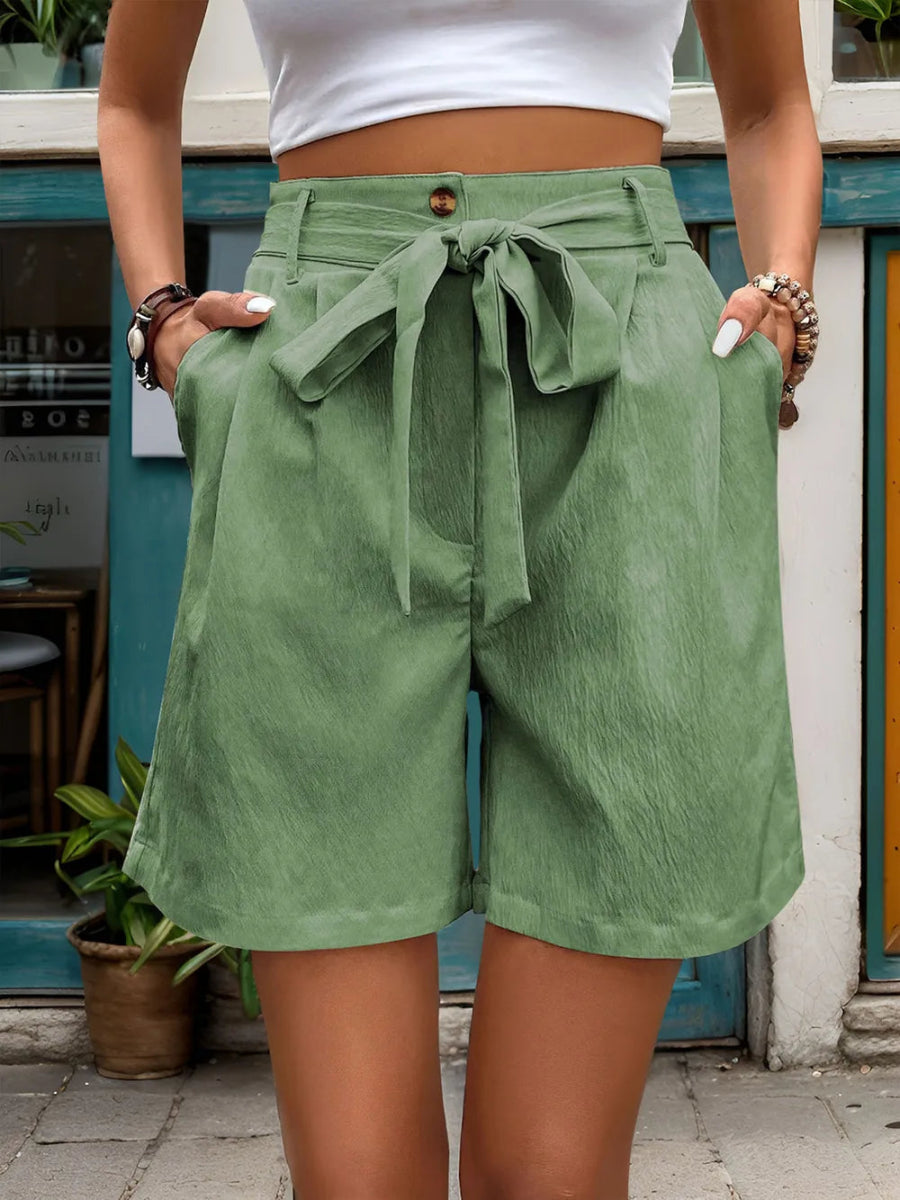 Tied High Waist Shorts with Pockets - Body Central