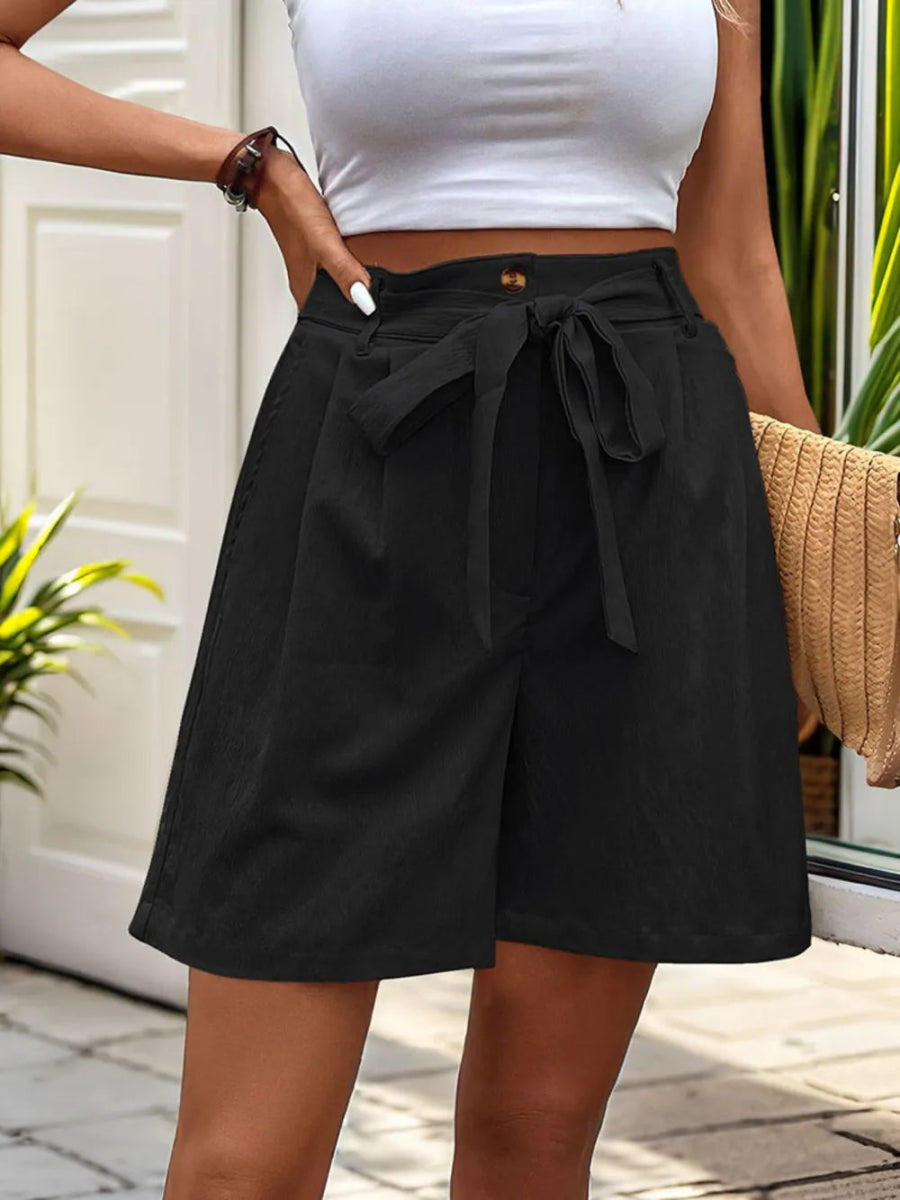 Tied High Waist Shorts with Pockets - Body Central