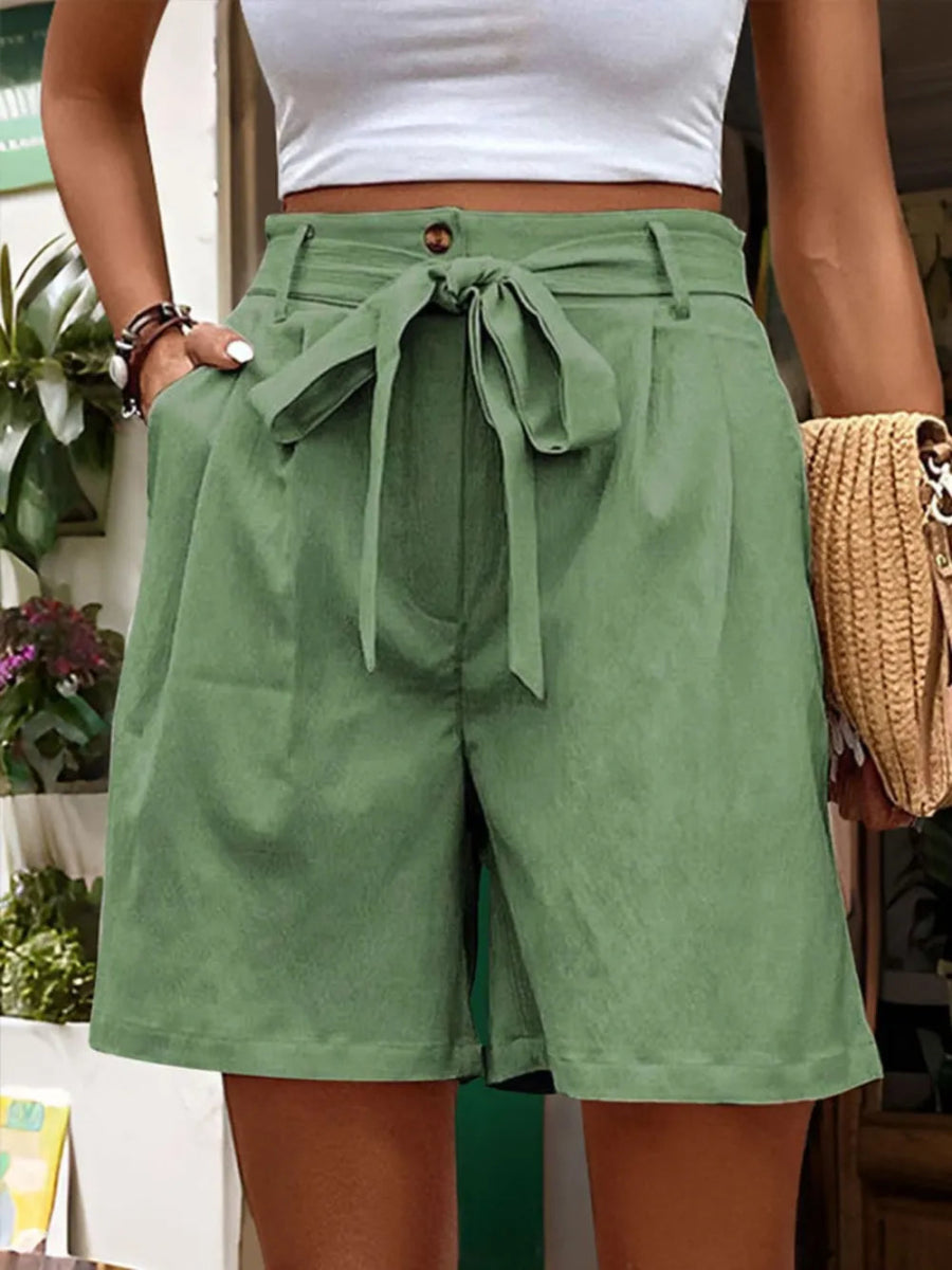 Tied High Waist Shorts with Pockets - Body Central