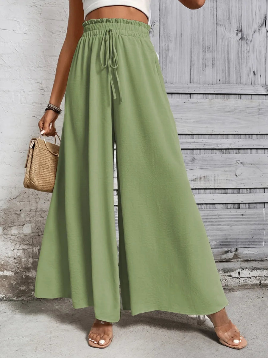 Tied High Waist Wide Leg Pants - Body Central
