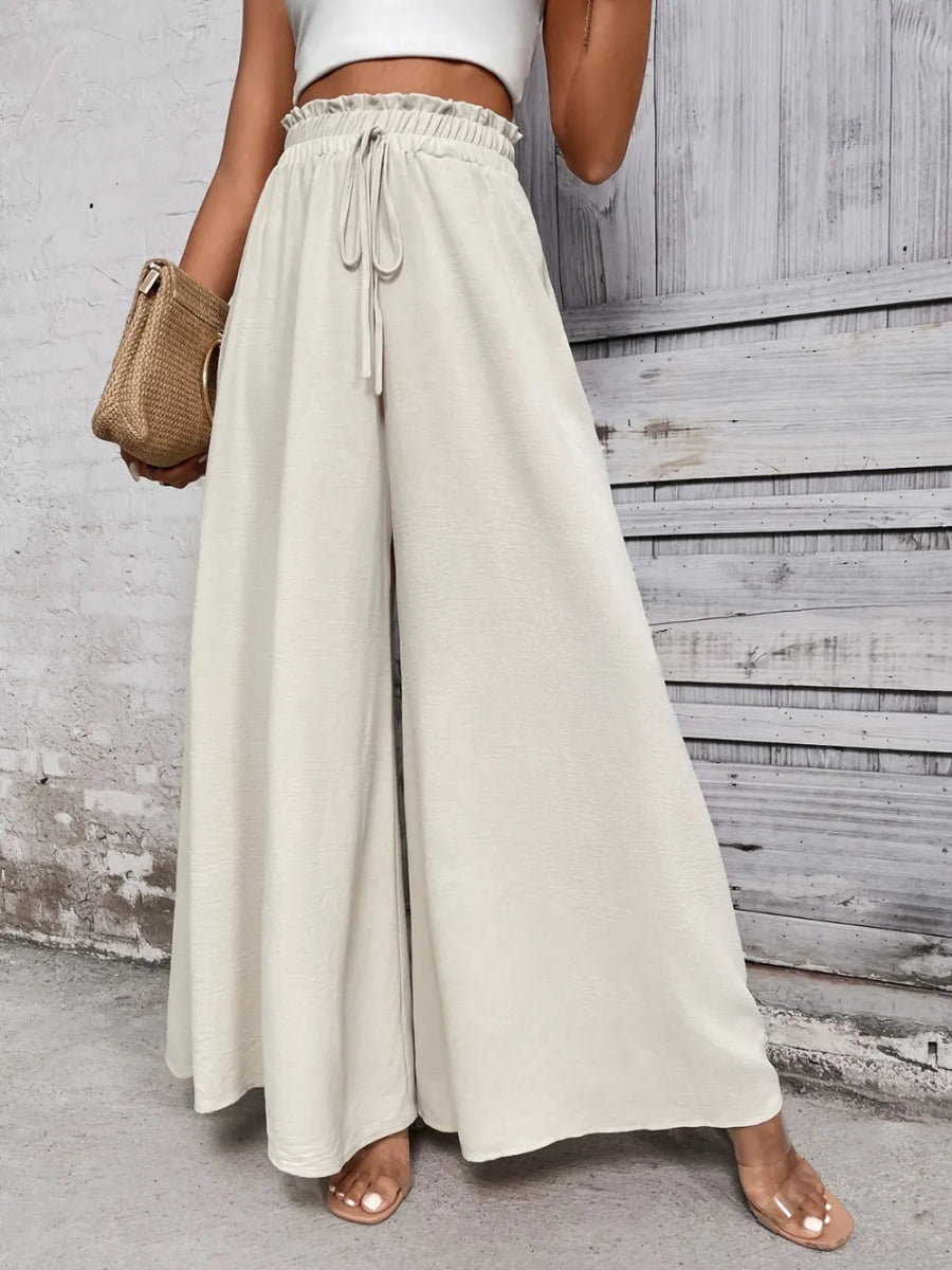 Tied High Waist Wide Leg Pants - Body Central