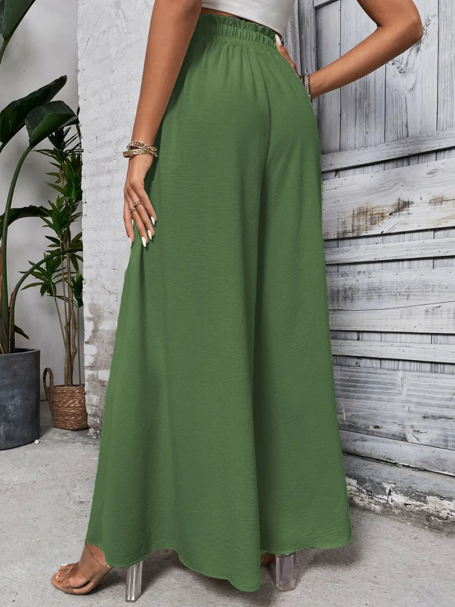 Tied High Waist Wide Leg Pants - Body Central