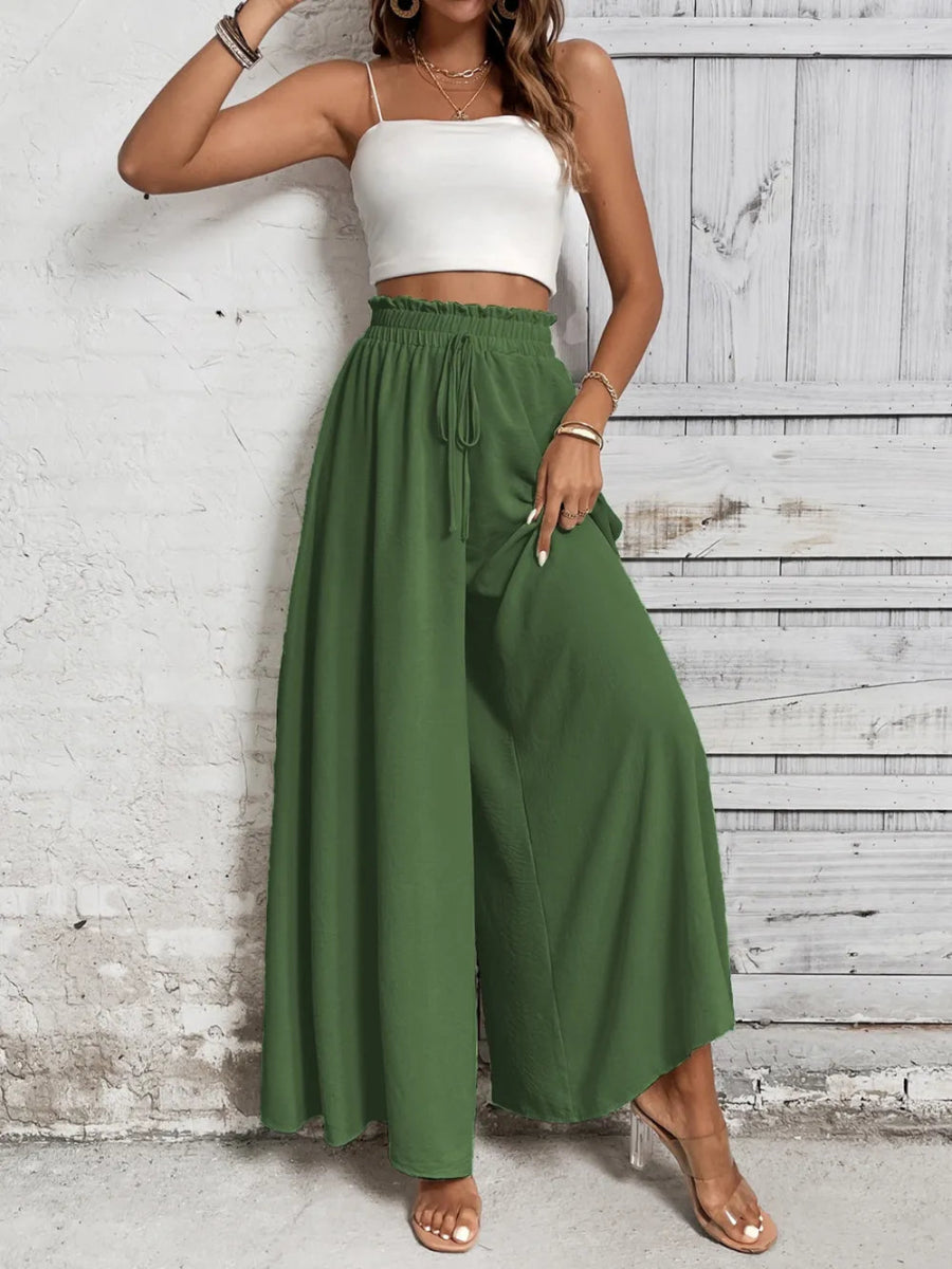 Tied High Waist Wide Leg Pants - Body Central