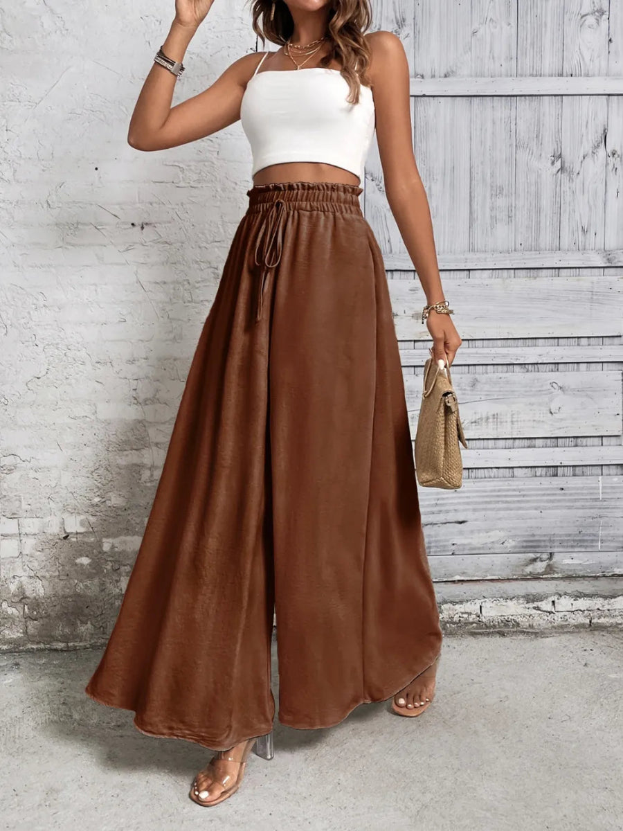 Tied High Waist Wide Leg Pants - Body Central