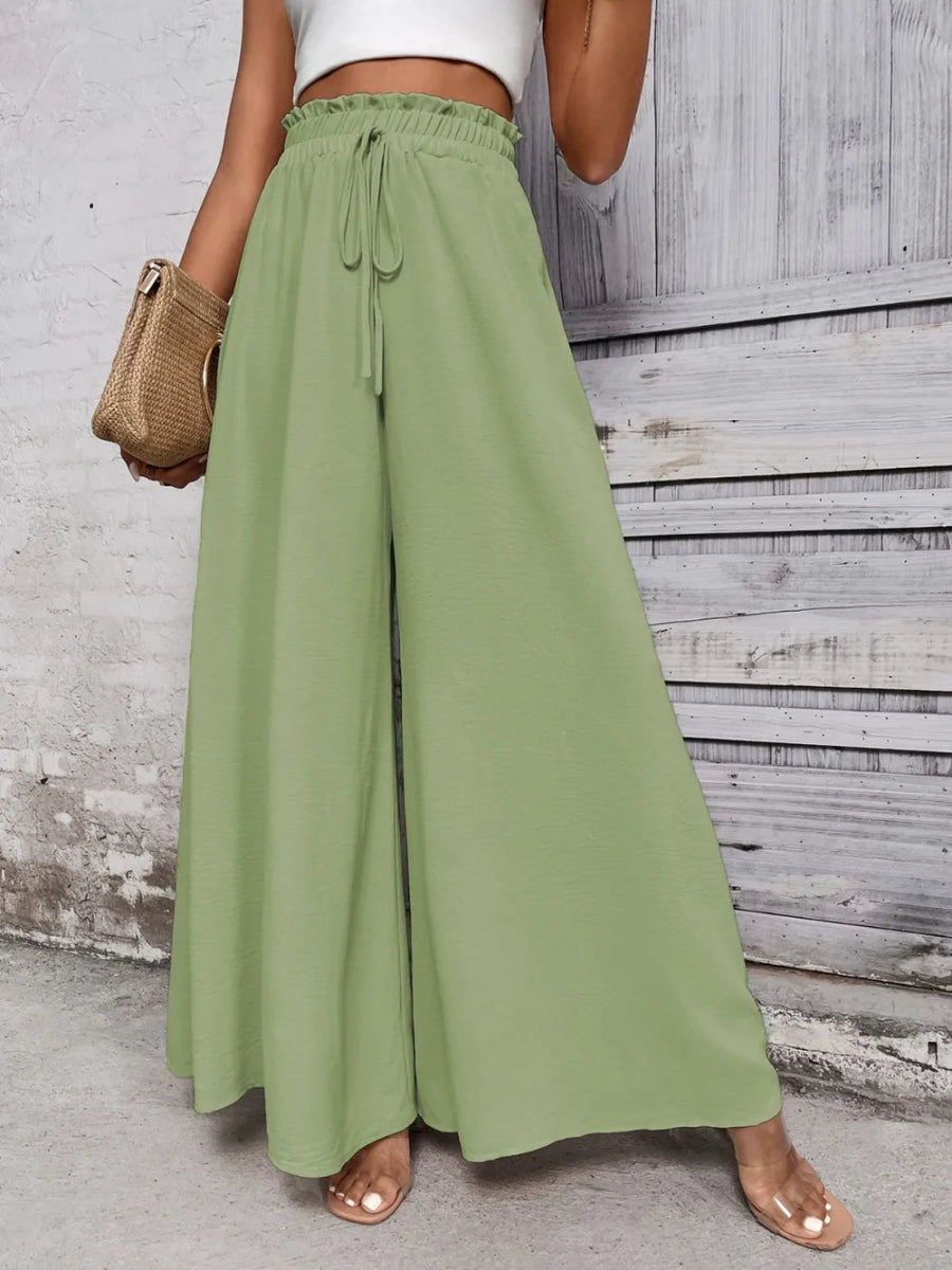 Tied High Waist Wide Leg Pants - Body Central