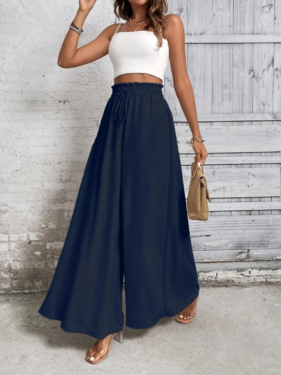 Tied High Waist Wide Leg Pants - Body Central