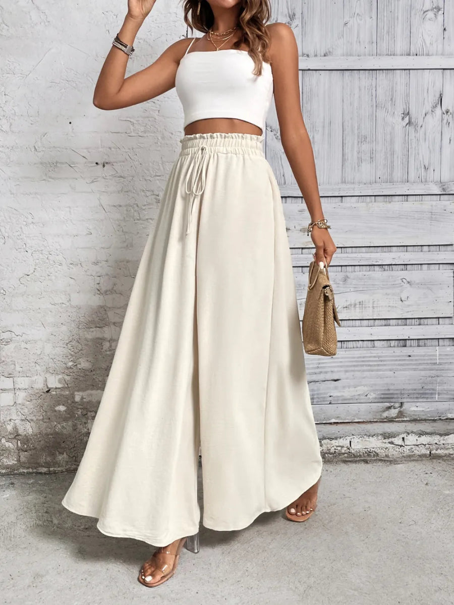Tied High Waist Wide Leg Pants - Body Central