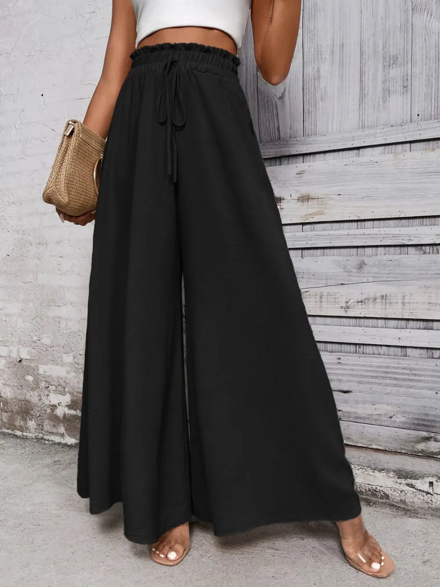 Tied High Waist Wide Leg Pants - Body Central