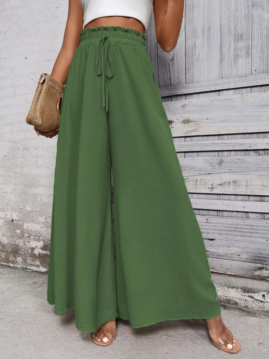 Tied High Waist Wide Leg Pants - Body Central