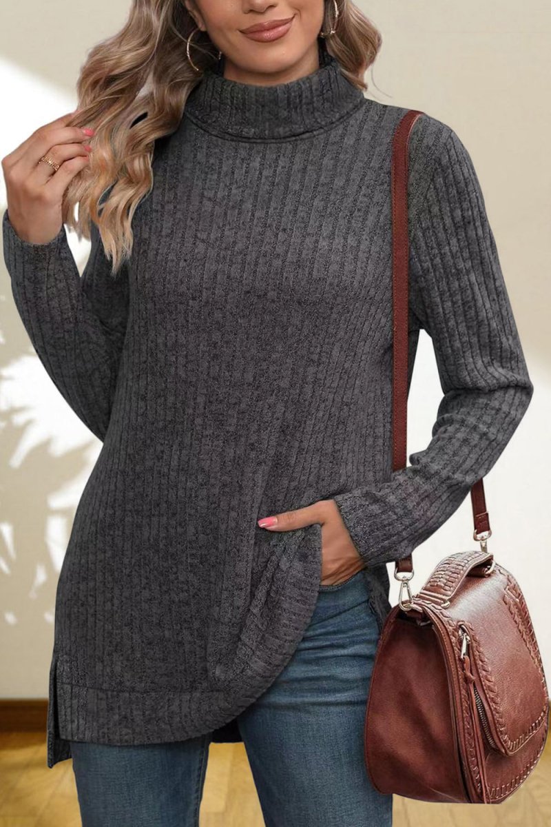 Turtleneck High Low Top - Body Central