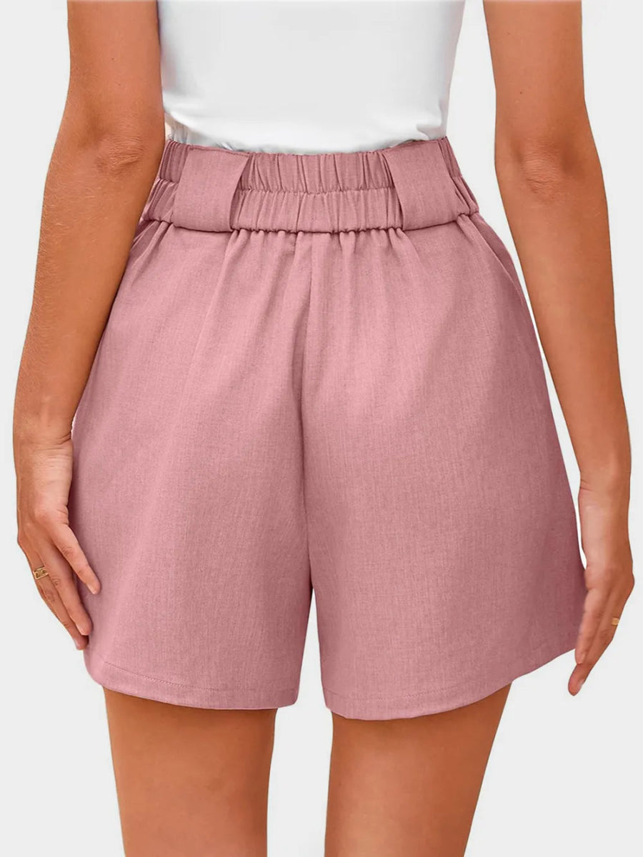 Two Button Wide Waistband Shorts - Body Central
