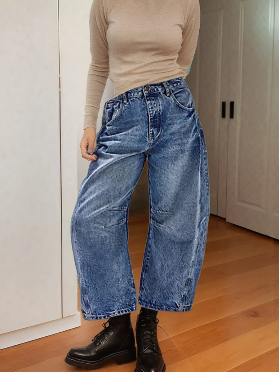 Wide Leg Relaxed Fit Jeans - Body Central