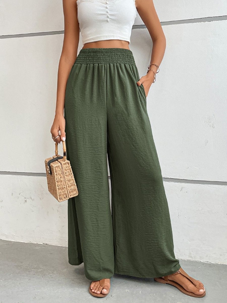 Wide Waistband Relax Fit Long Pants - Body Central