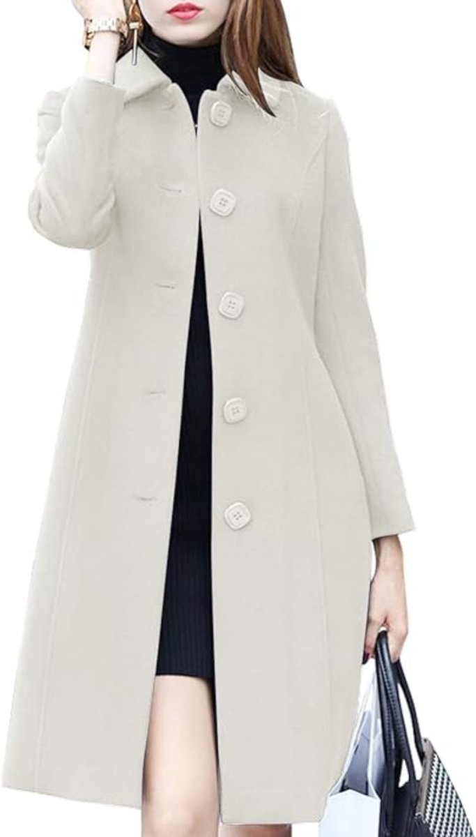 Wool Mid Length Single Breasted Slim Blended Coat - Body Central