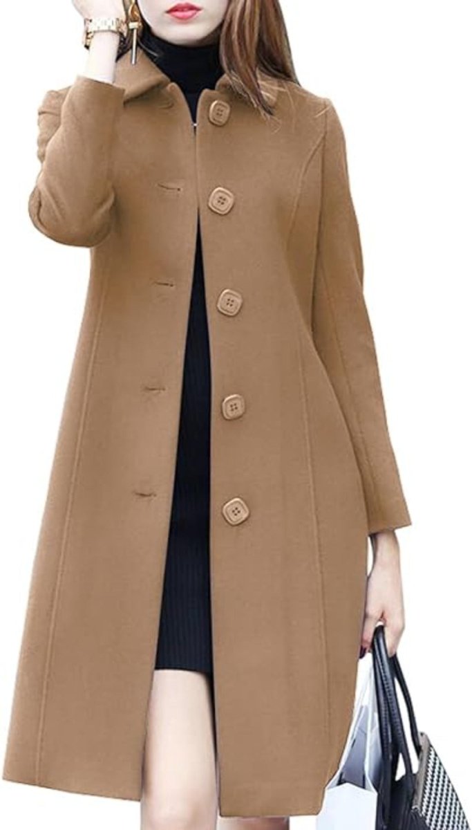 Wool Mid Length Single Breasted Slim Blended Coat - Body Central