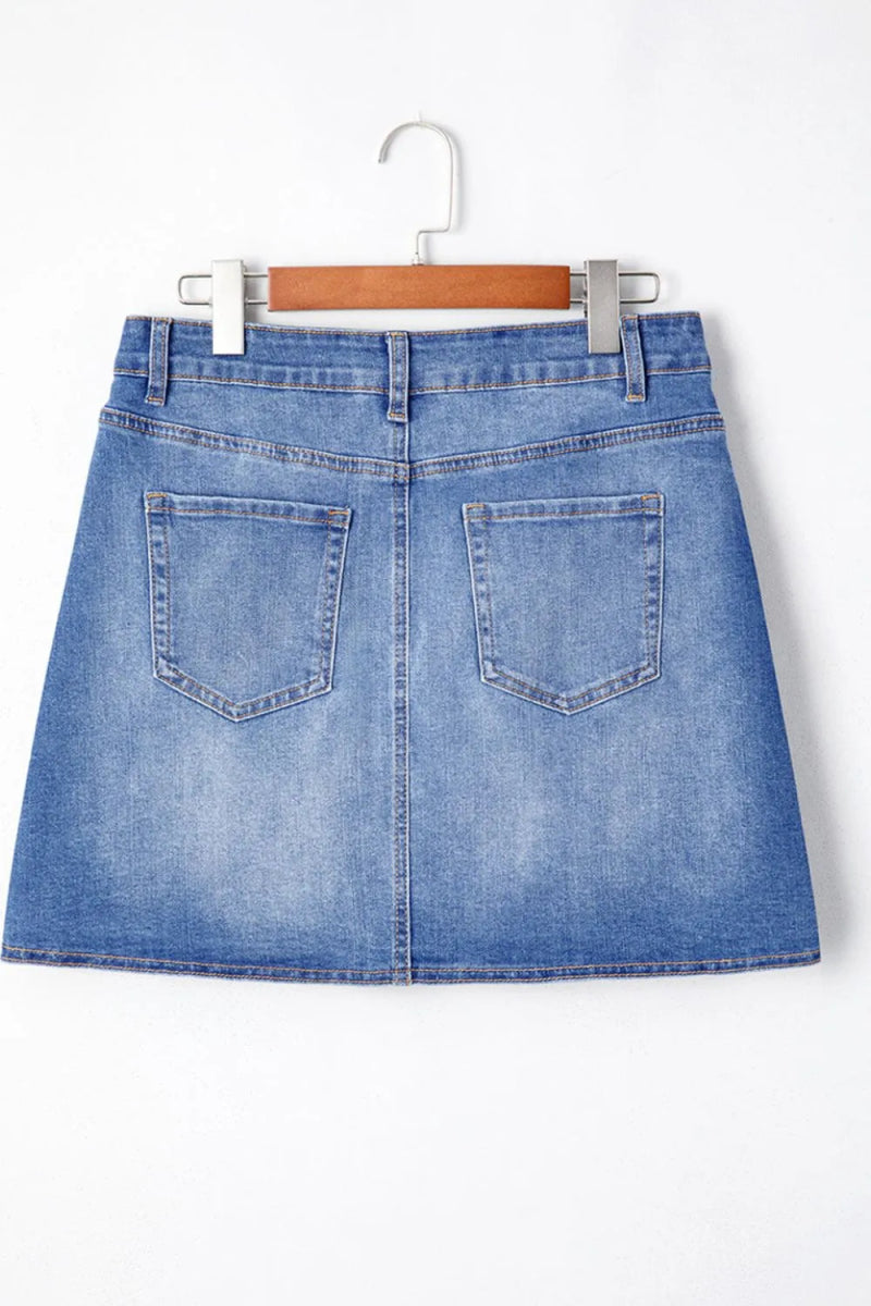 Wrapped Crossed Waist Denim Mini Skirt - Body Central