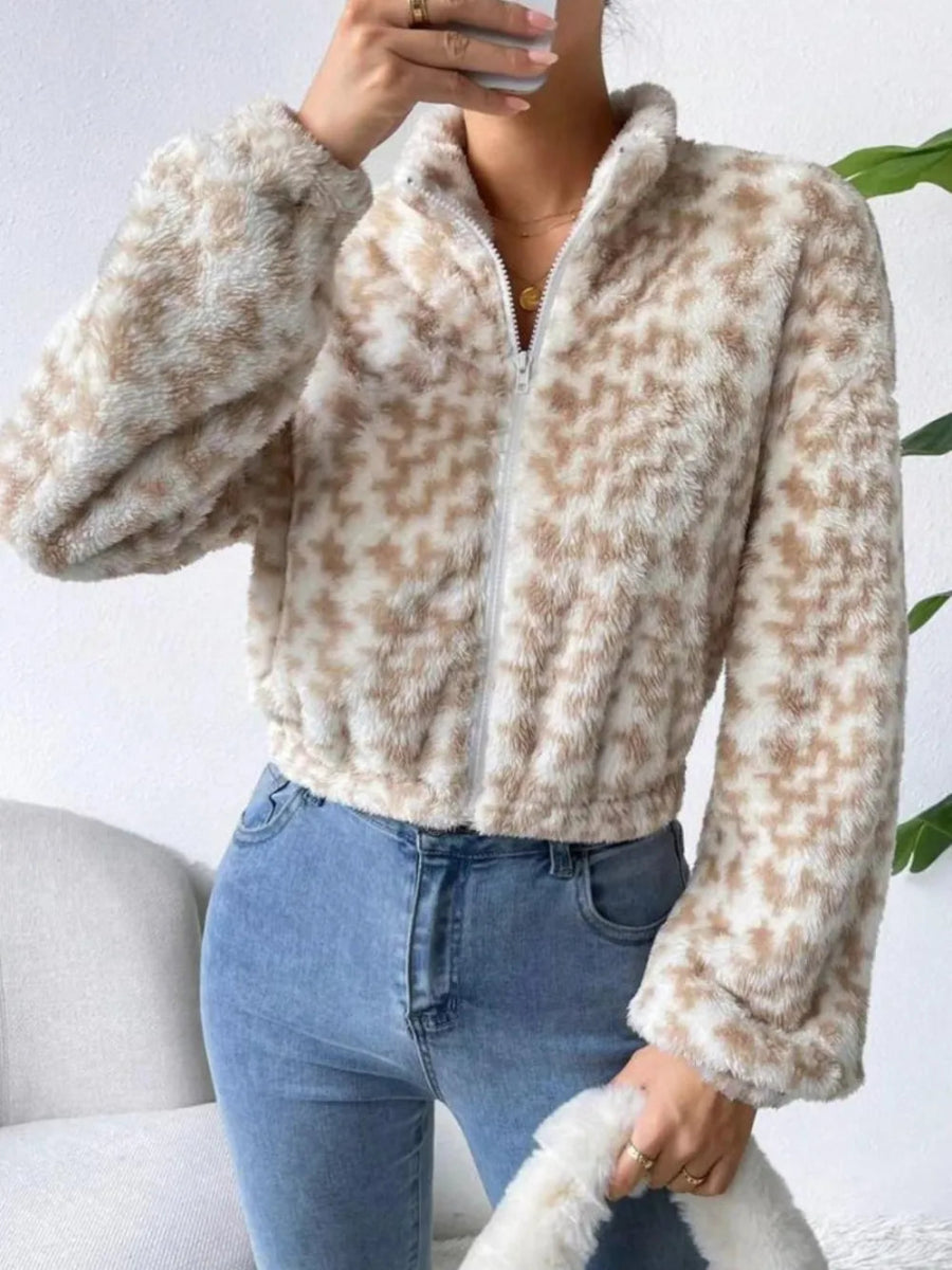 Zip Up Long Sleeve Fuzzy Outerwear - Body Central
