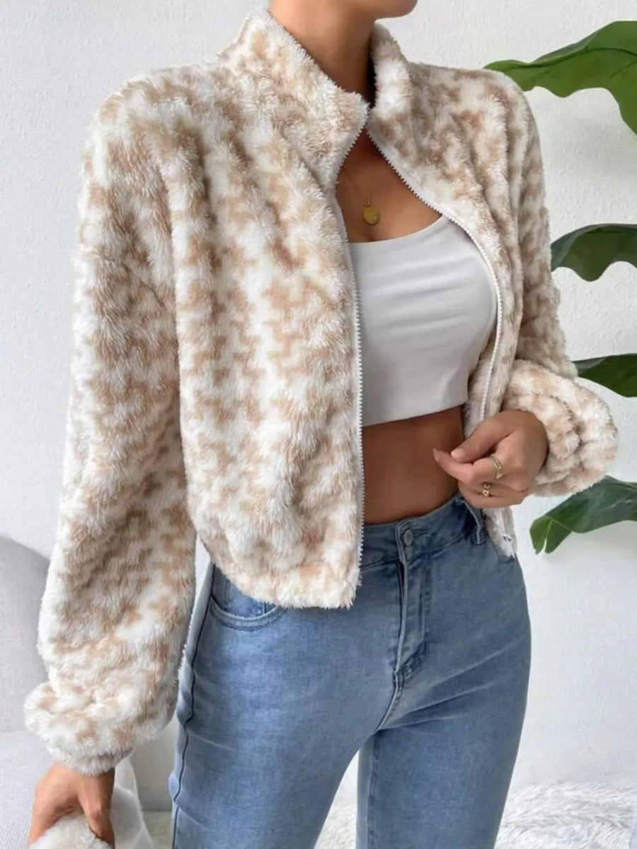 Zip Up Long Sleeve Fuzzy Outerwear - Body Central