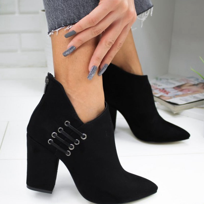 Women Ankle Boots Short High heel Pointed Shoes - Body Central Store