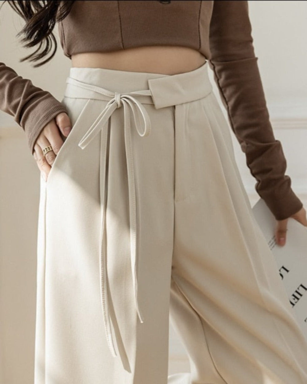 Elastic Waist Wide Leg Pants | Body Central