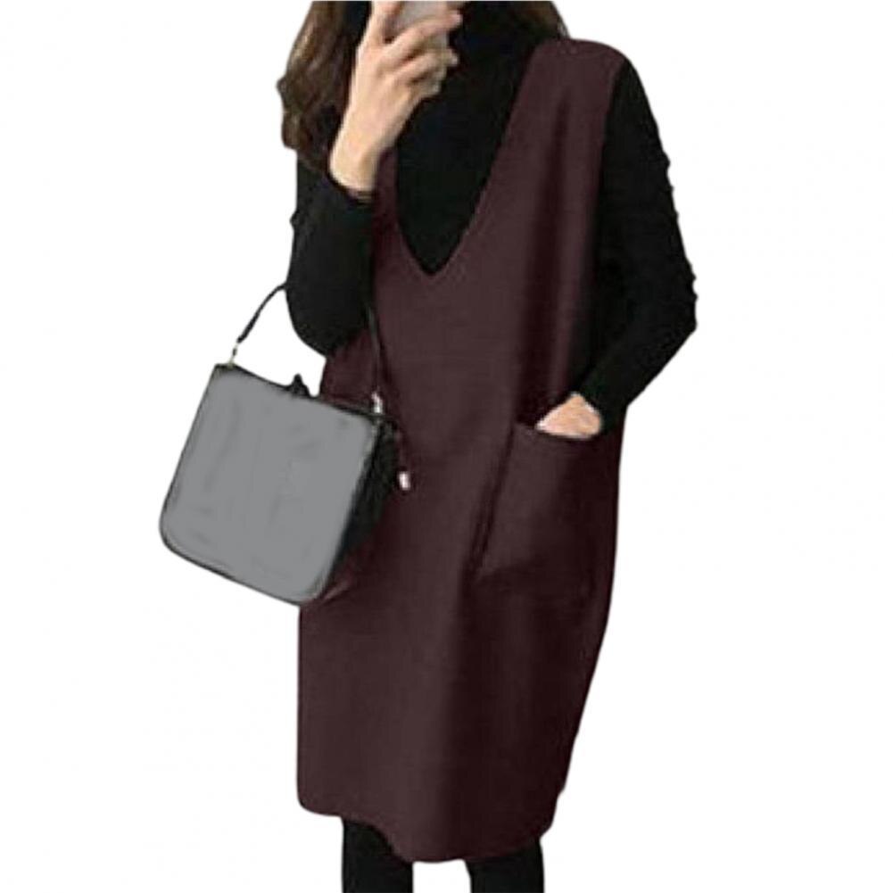 Vest Dress Solid Color Sleeveless Elegant Warm Long - Body Central Store