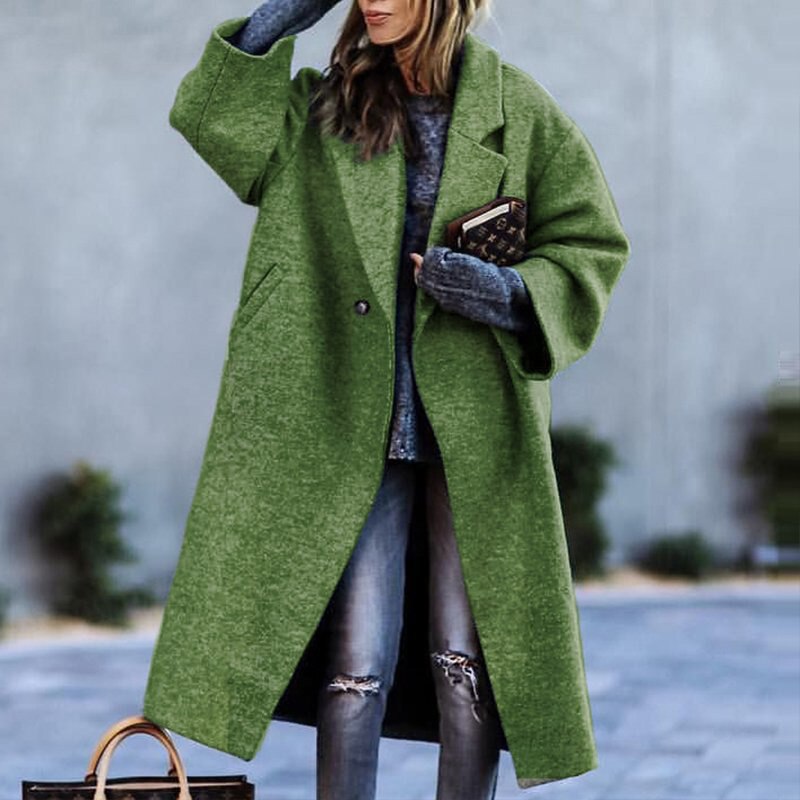 Elegant Outwear Single Button Coat Loose Wool Cardigan - Body Central Store