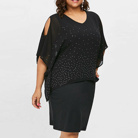 O Neck Overlay Asymmetric Diamonds Elegant Dress - Body Central