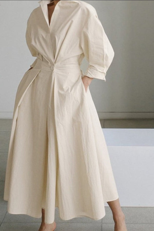 Oversized Elegant Long Sleeve Solid Dress | Body Central