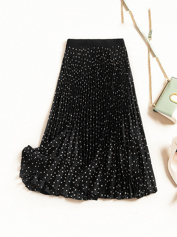 Pleated High Waist Print Midi Skirt - Body Central Store