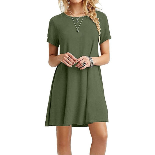 Summer Mini Short Sleeve Beach Loose Dress - Body Central Store