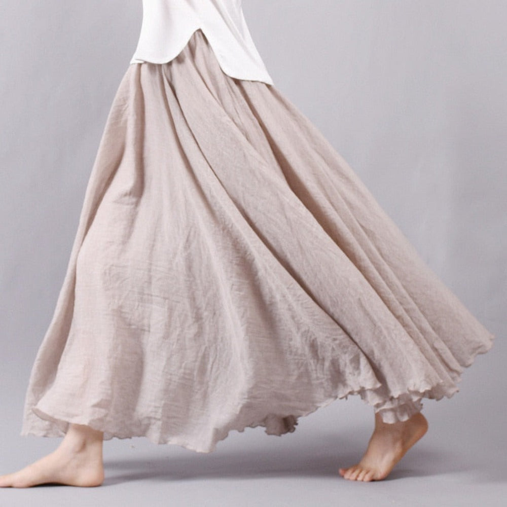 Elegant High Waist Linen Maxi Skirt - Body Central Store
