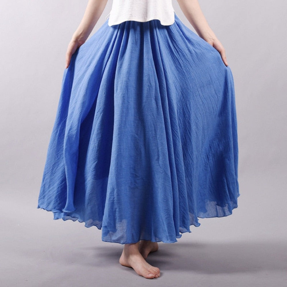 Elegant High Waist Linen Maxi Skirt - Body Central Store