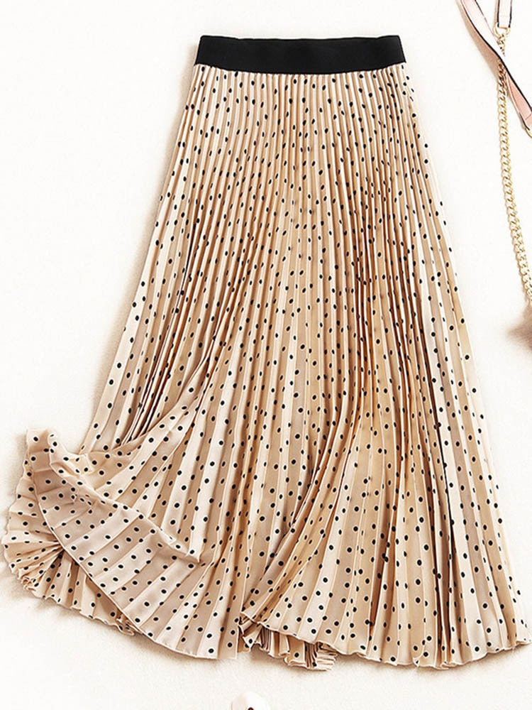 Pleated High Waist Print Midi Skirt - Body Central Store