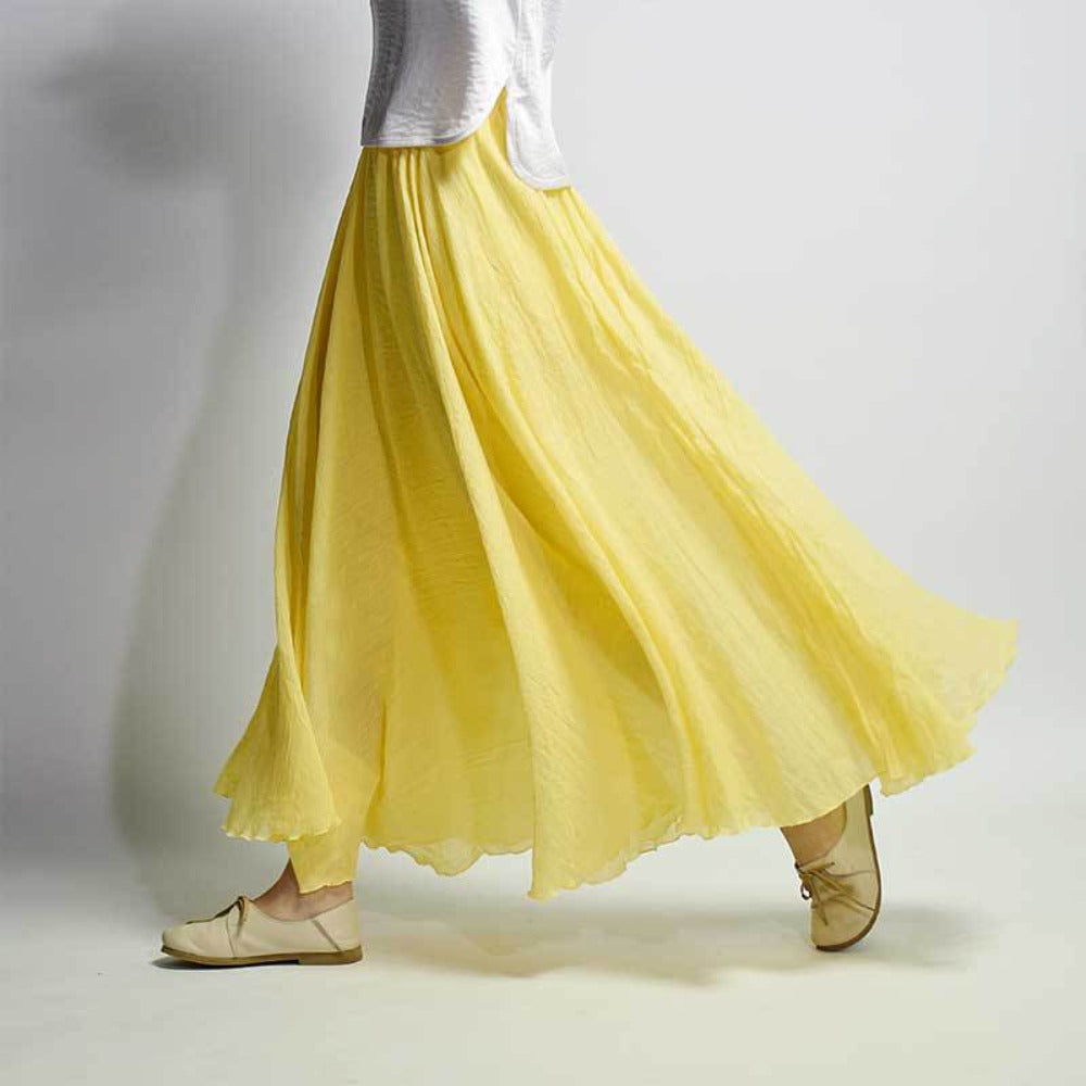 Elegant High Waist Linen Maxi Skirt - Body Central Store