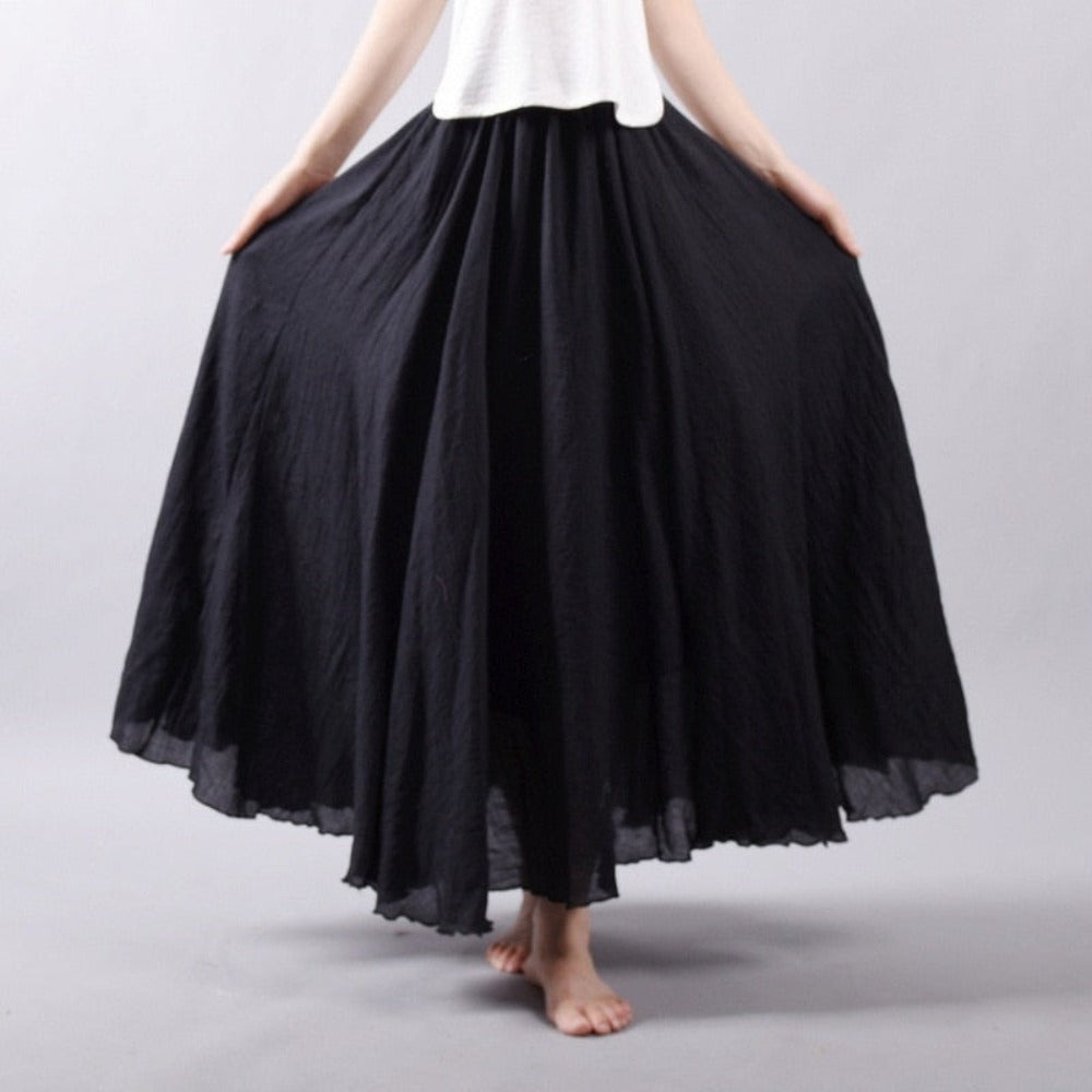 Elegant High Waist Linen Maxi Skirt - Body Central Store