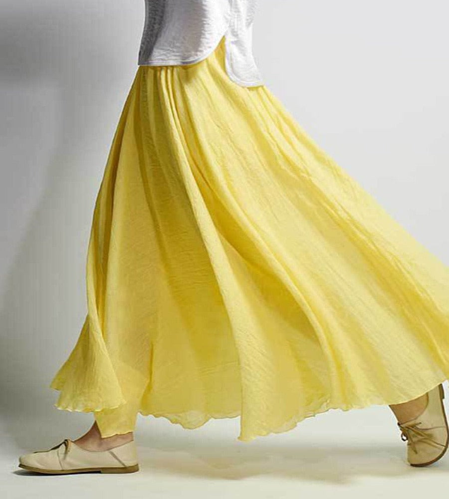 Elegant High Waist Linen Maxi Skirt - Body Central Store