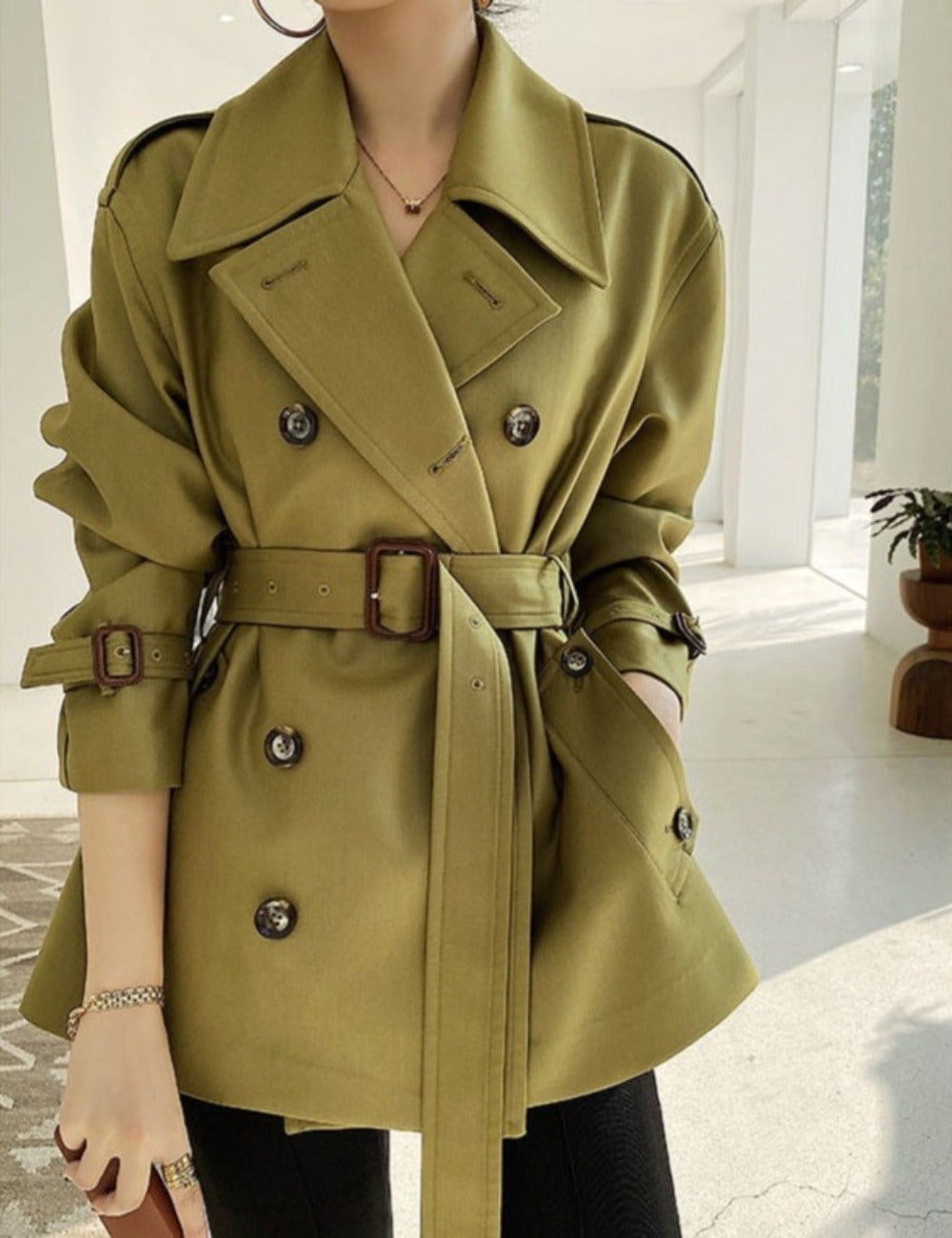 Long Trench Double Breasted Windbreaker Slimk Coat - Body Central Store